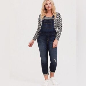 Torrid Crop Overall - Vintage Stretch Dark Wash